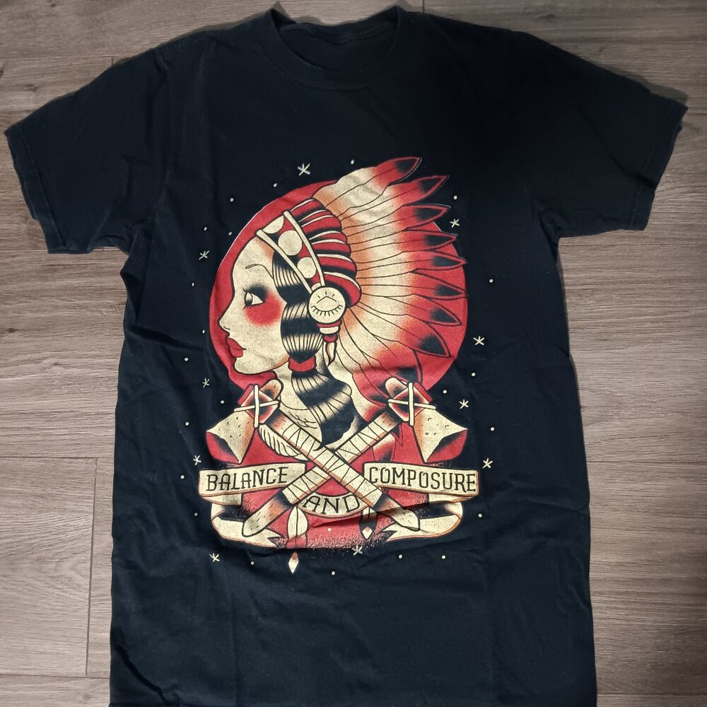Vintage balance and composure emo screamo 2000s small t shirt tattoo flash punk